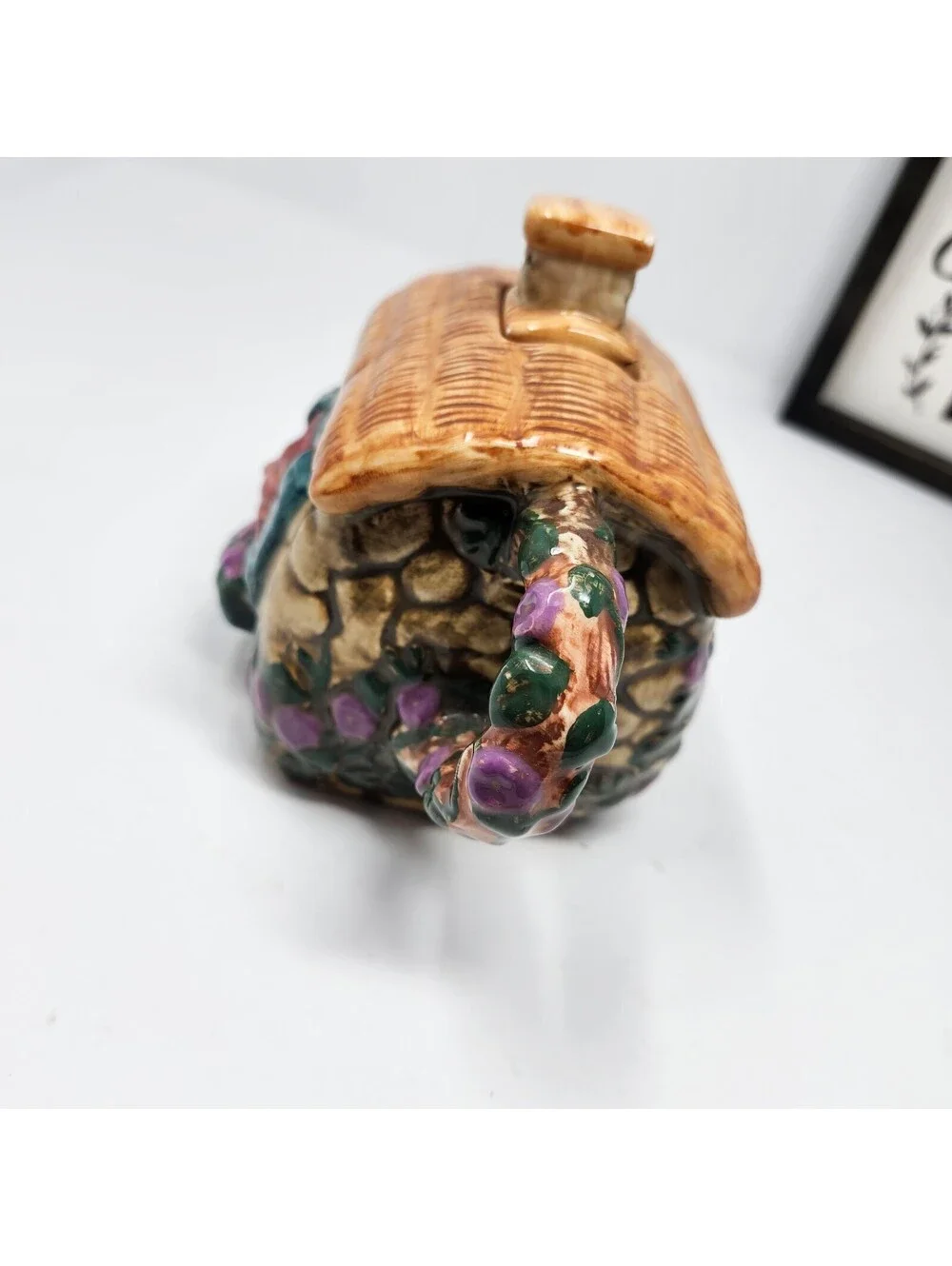 Clay Art Gnome Cottage Teapot 1994 Hand Paint Ceramic Fairy House TeaPot Vintage